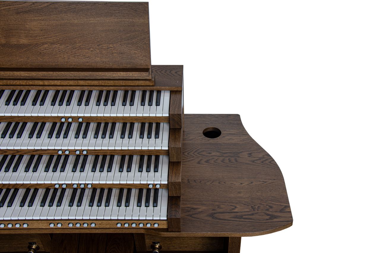 MIDI Console — detalle madera de roble